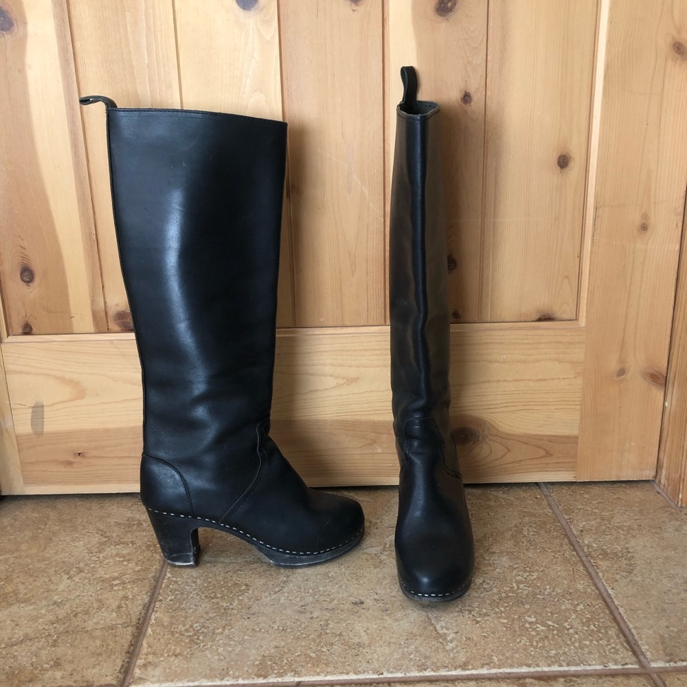 Swedish hasbeen knee high clog boots